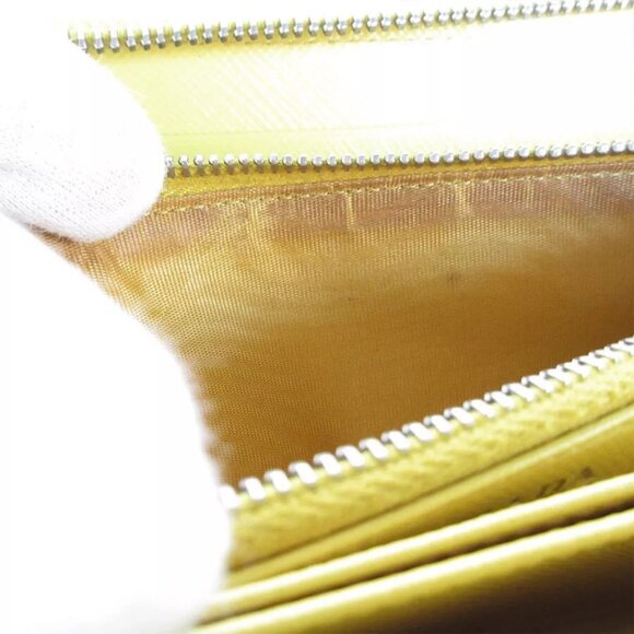 Auth PRADA Zip Around long wallet Yellow leather - Picture 8 of 8